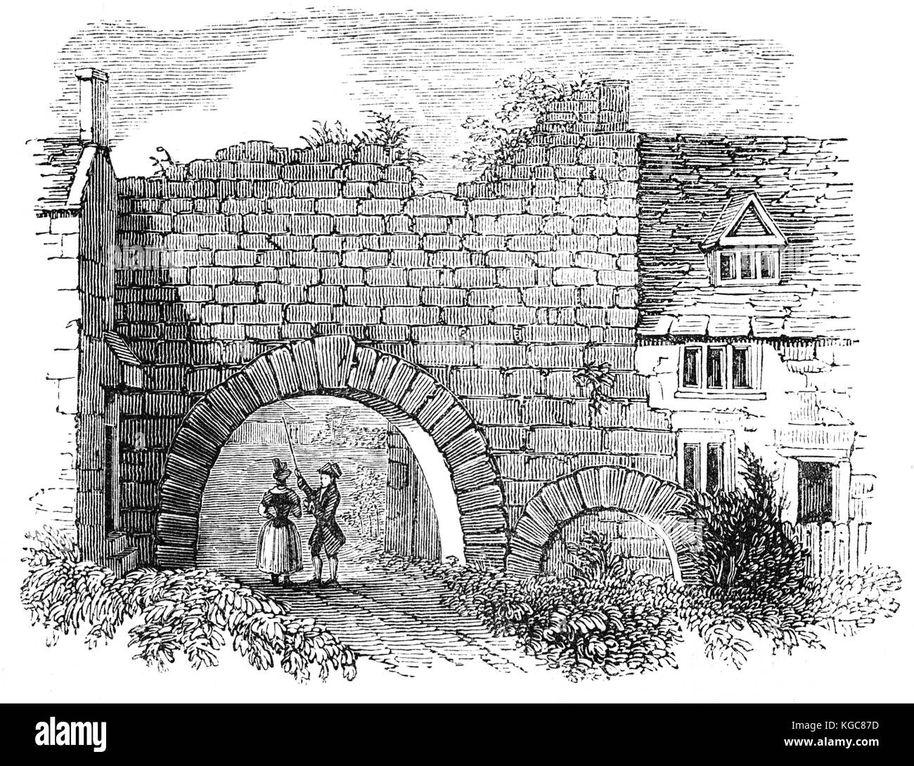Newport Arch es el nombre dado a los restos de una 3ª puerta romana del siglo en la ciudad de Lincoln, Lincolnshire. El arco fue remodelado y ampliado cuando la ciudad, entonces Lindum Colonia una ciudad romana, se convirtió en la capital de la provincia, Flavia Caesariensis en el 4to siglo. Inglaterra. Foto de stock