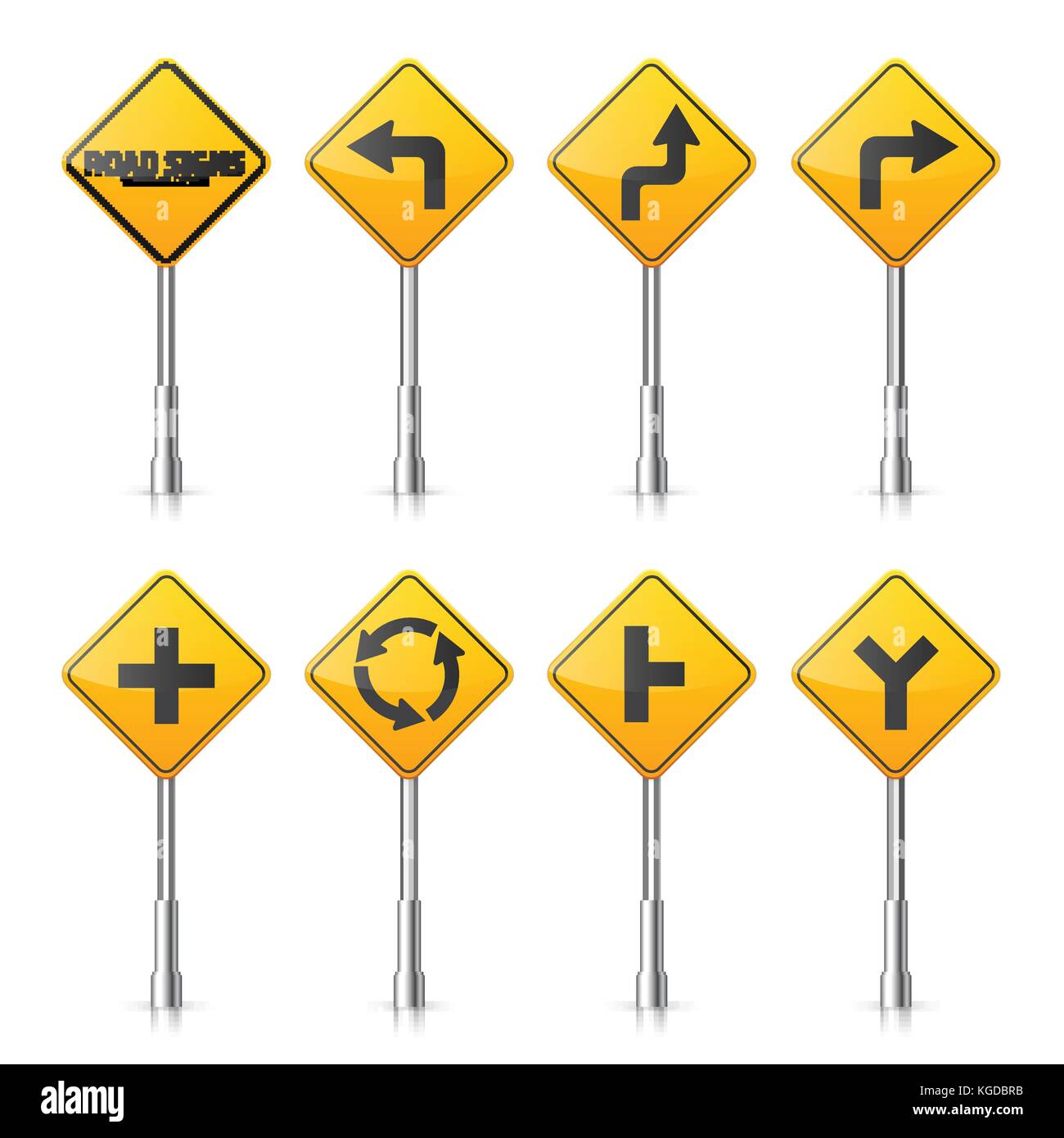 Las señales de la carretera colección aislado sobre fondo blanco