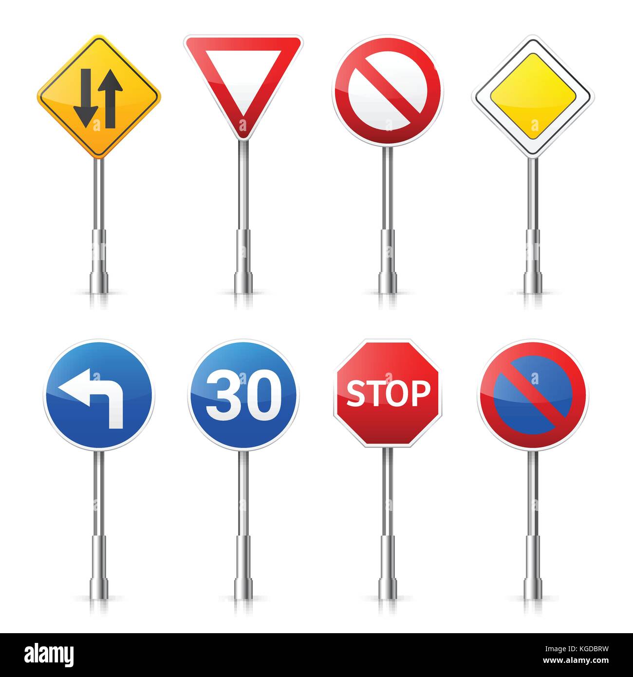 Las señales de la carretera colección aislado sobre fondo blanco