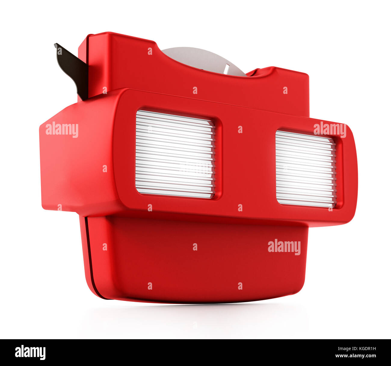 Vintage rojo 3d visor de diapositivas aislado sobre fondo blanco. Ilustración 3d. Foto de stock