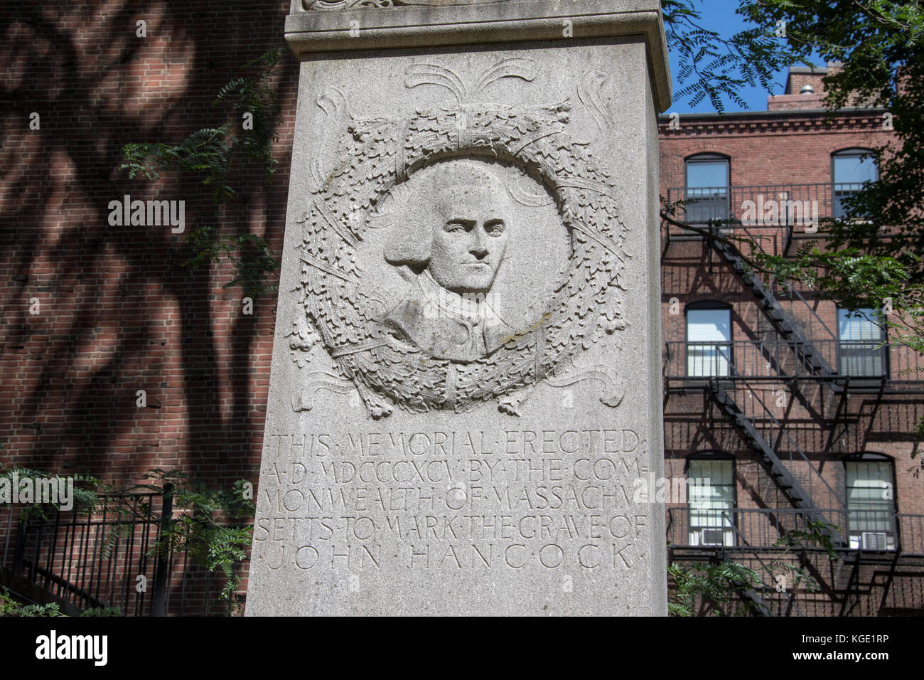 Lápida de John Hancock, granero enterrando a tierra, Boston, MA, EE.UU. Foto de stock