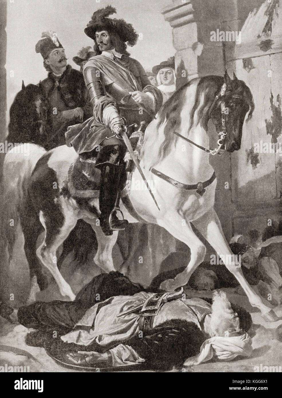 Carlos V entra en la ciudad de buda, después de derrotar a los turcos al final del segundo sitio de Buda en 1686. A partir de la historia de Hutchinson de las naciones, publicado en 1915. Foto de stock