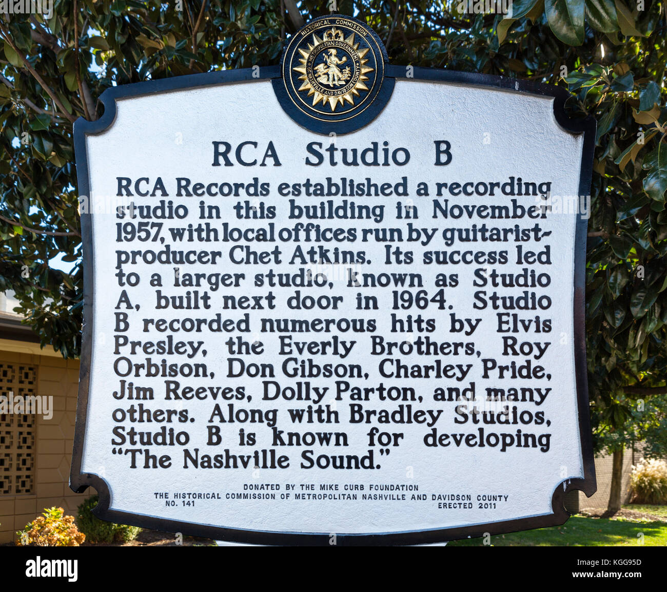 Firmar para RCA Studio B, Nashville, Tennessee, EE.UU. Foto de stock