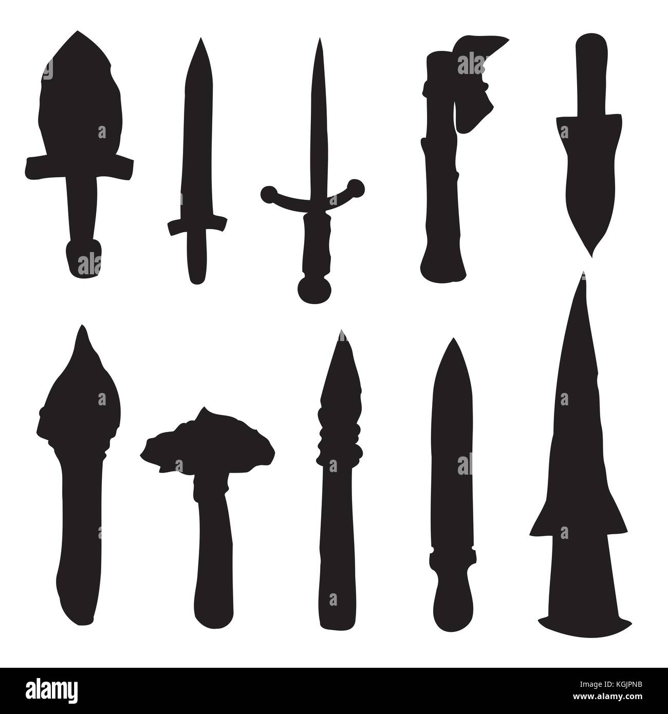 Establezca la espada, espadas, Hacha, machete. ilustración vectorial EPS10. Ilustración del Vector