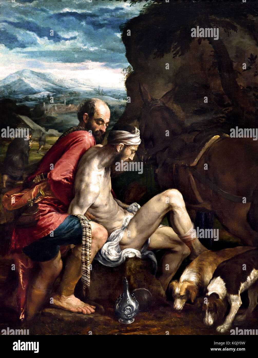 El Buen Samaritano 1562-3, Jacopo Bassano 1535 - 1592 Italia italiano Foto de stock