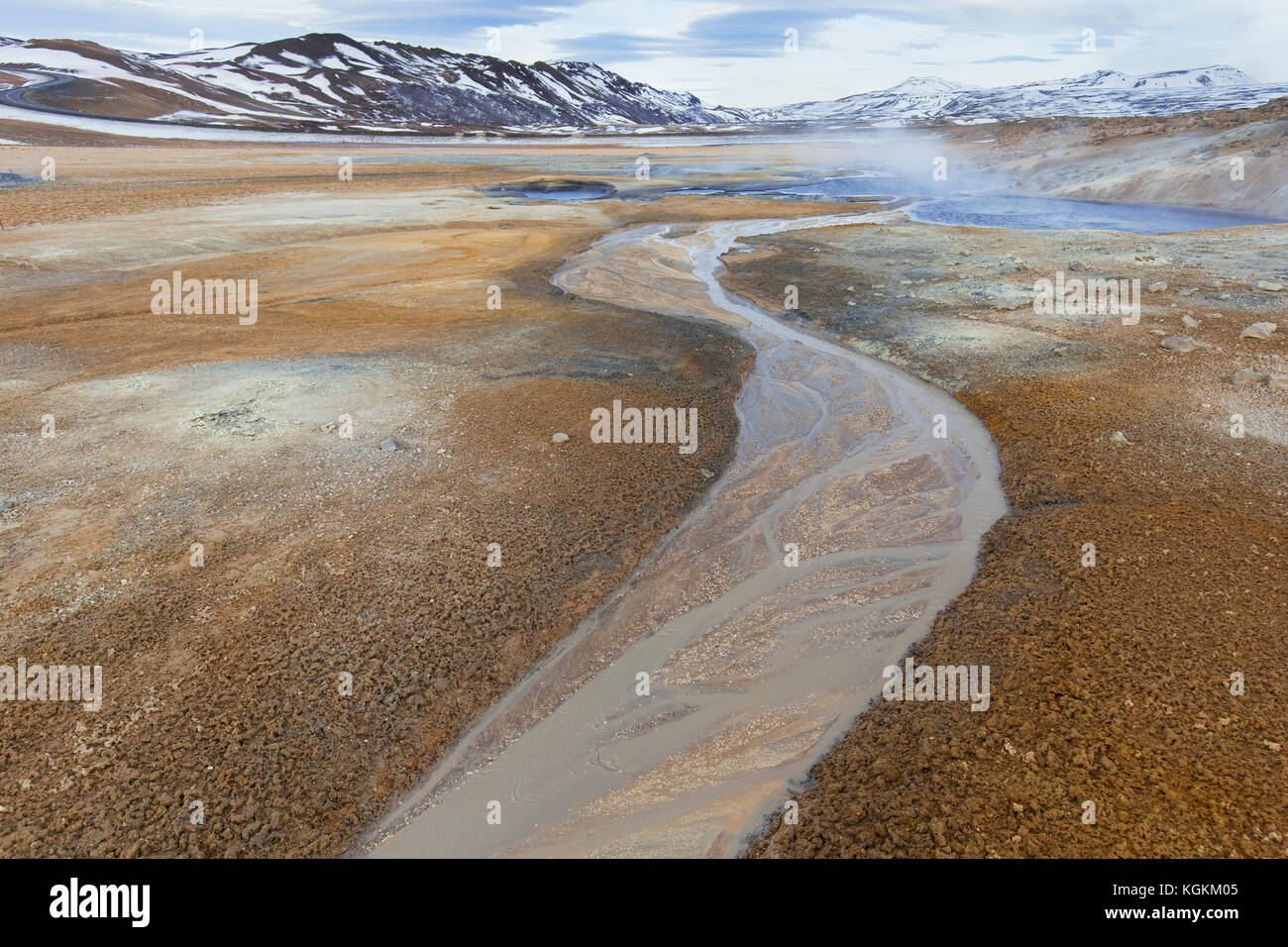 Hverir, área geotérmica cerca de Námafjall, Norðurland eystra / Nordurland eystra, Islandia Foto de stock