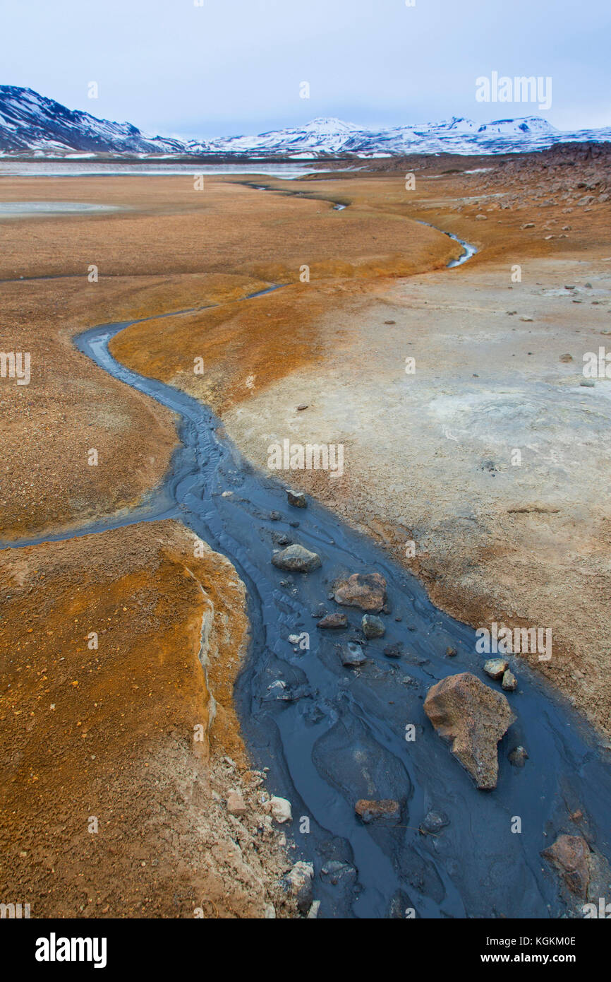 Hverir, área geotérmica cerca de Námafjall, Norðurland eystra / Nordurland eystra, Islandia Foto de stock