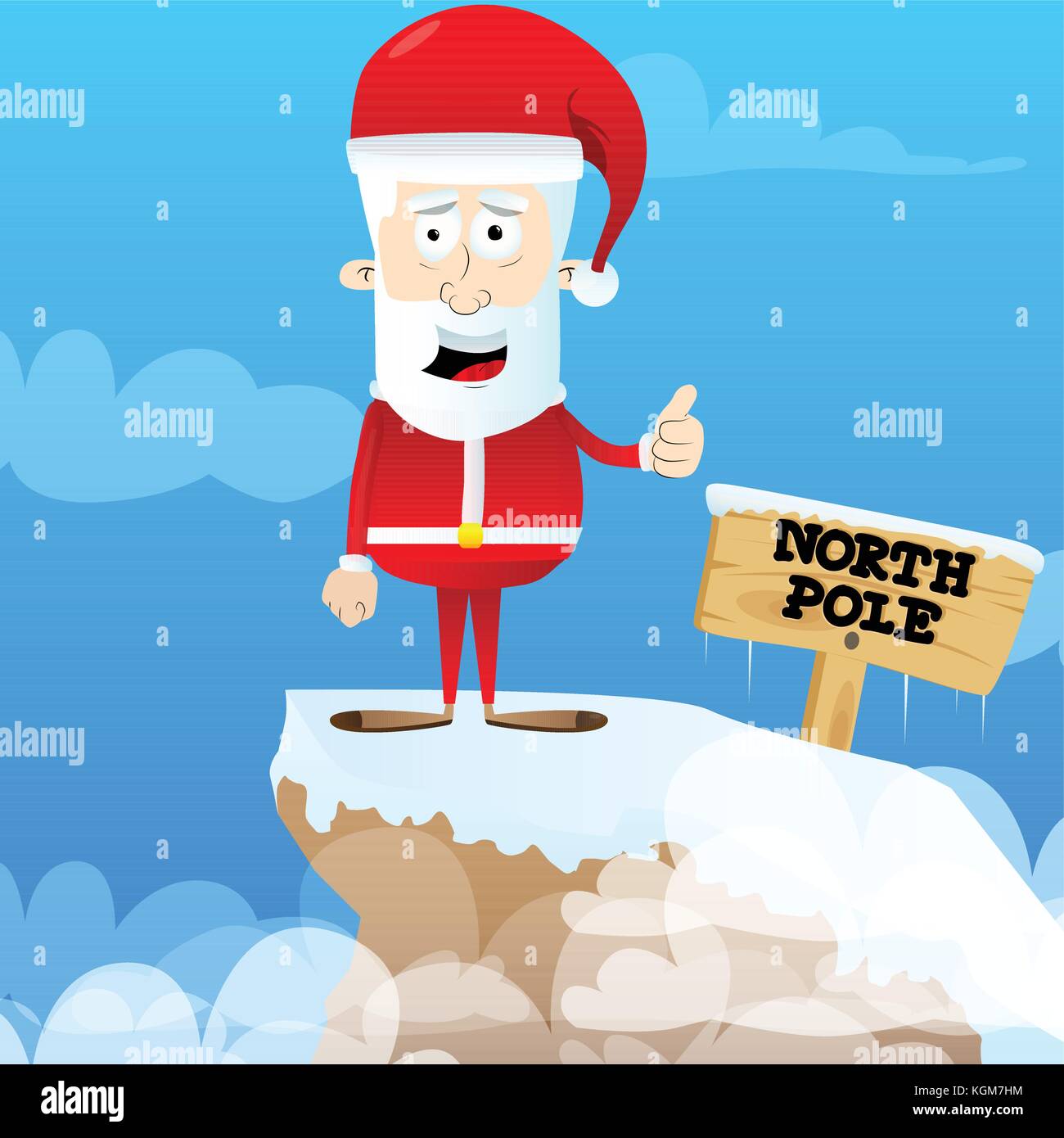 Santa Claus personaje con pulgar arriba gesto. vector ilustración de dibujos animados Imagen
