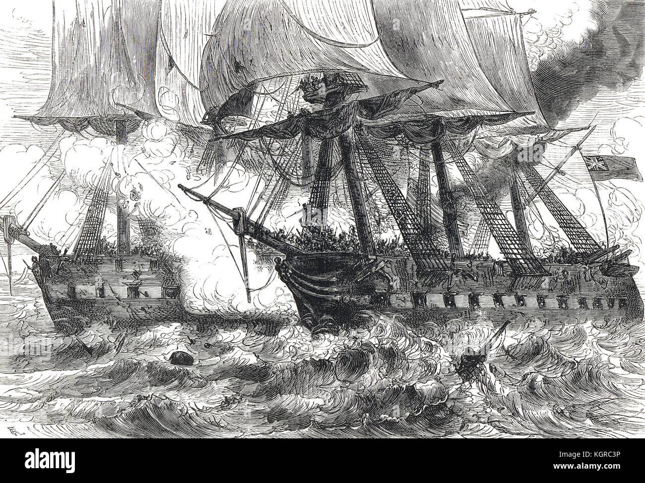 La batalla de la bahía de Boston, el 1 de junio de 1813, la captura del USS chesapeake, guerra de 1812 Foto de stock