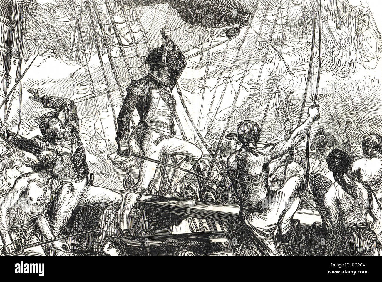 Embarque británico partes, embarque uss argus, el 14 de agosto de 1813, la guerra de 1812 Foto de stock