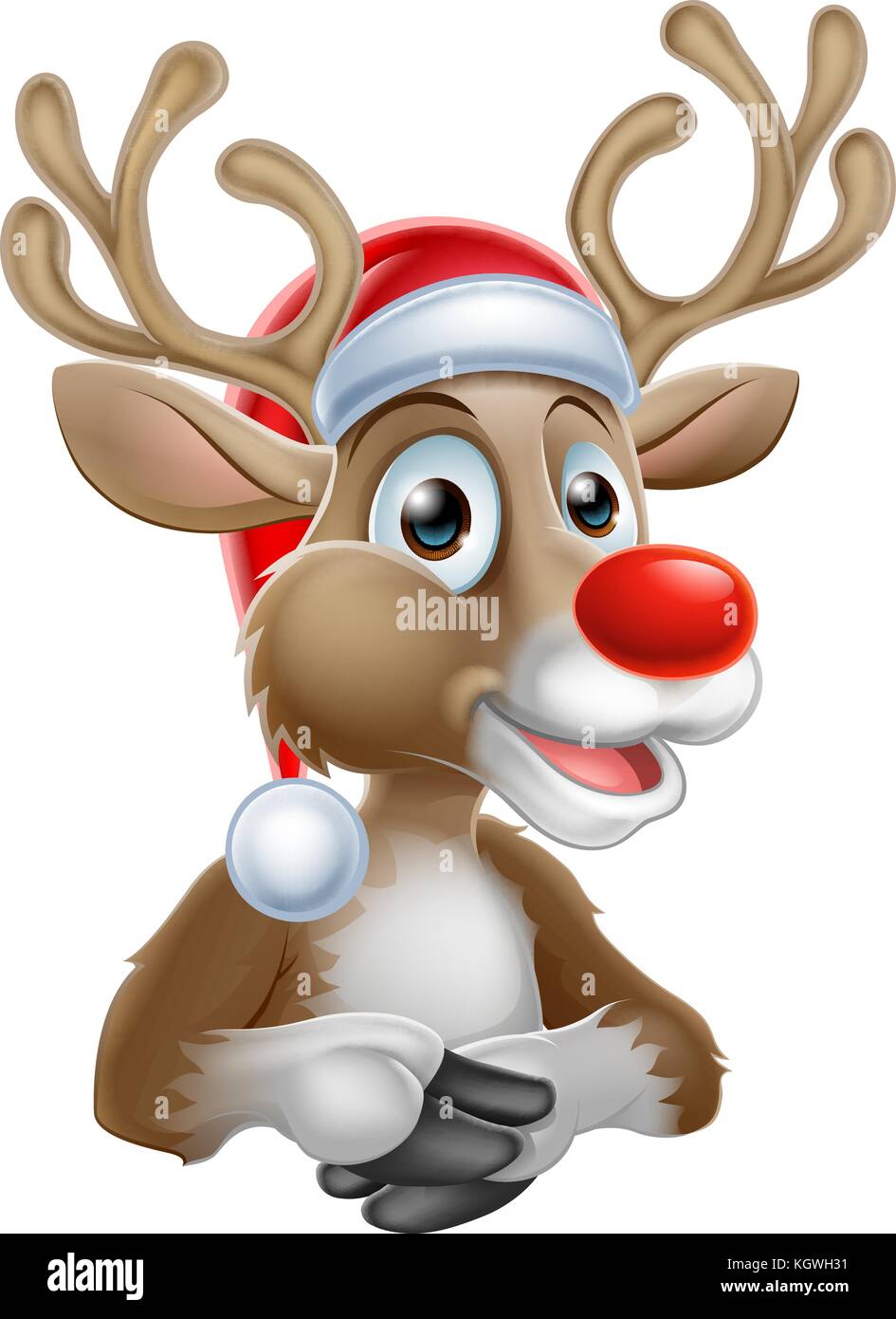 Reno de navidad dibujos animados con el gorro de Papá Noel ...