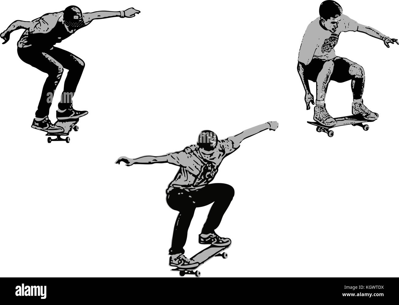 Skateboarders boceto ilustración- vector Ilustración del Vector