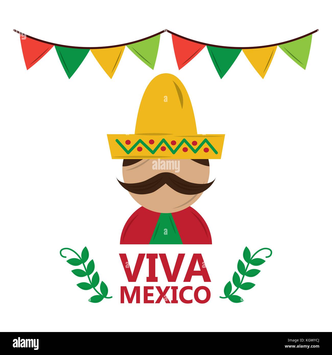Viva México hombre vestido con ropa tradicional sombrero y bigote Imagen  Vector de stock - Alamy