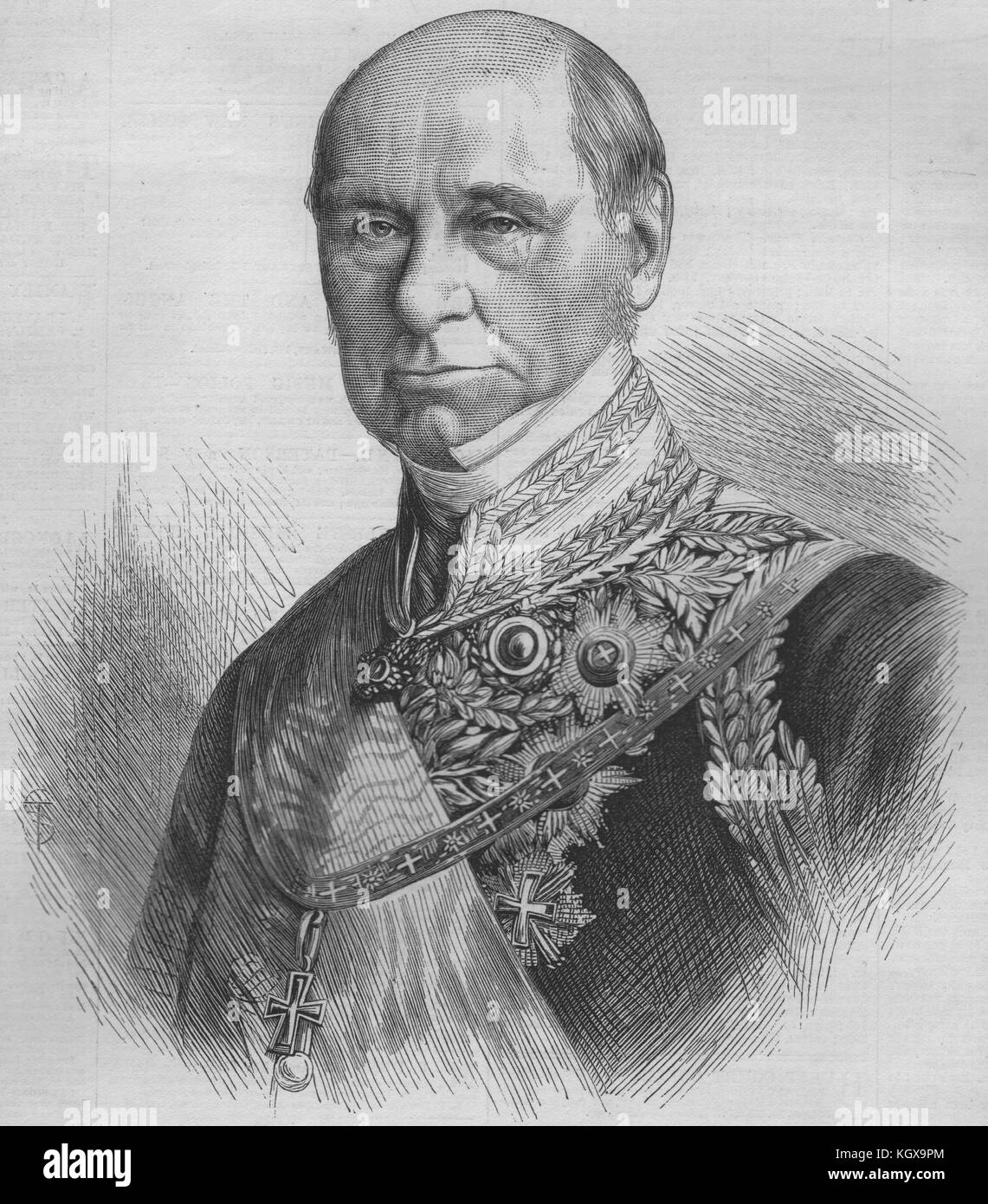 Baron Brunnow, difunto Embajador ruso en Gran Bretaña 1870. El Illustrated London News Foto de stock