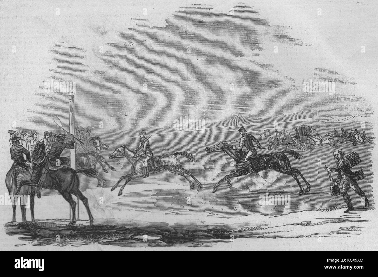 Newmarket en tiempos antiguos. Suffolk 1845. El Illustrated London News Foto de stock