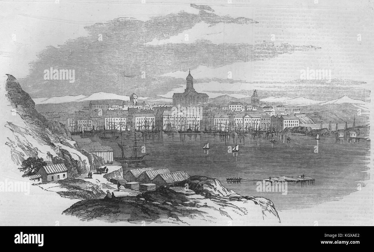 Helsinki, en el Golfo de Finlandia - desde un boceto original de 1854. El Illustrated London News Foto de stock