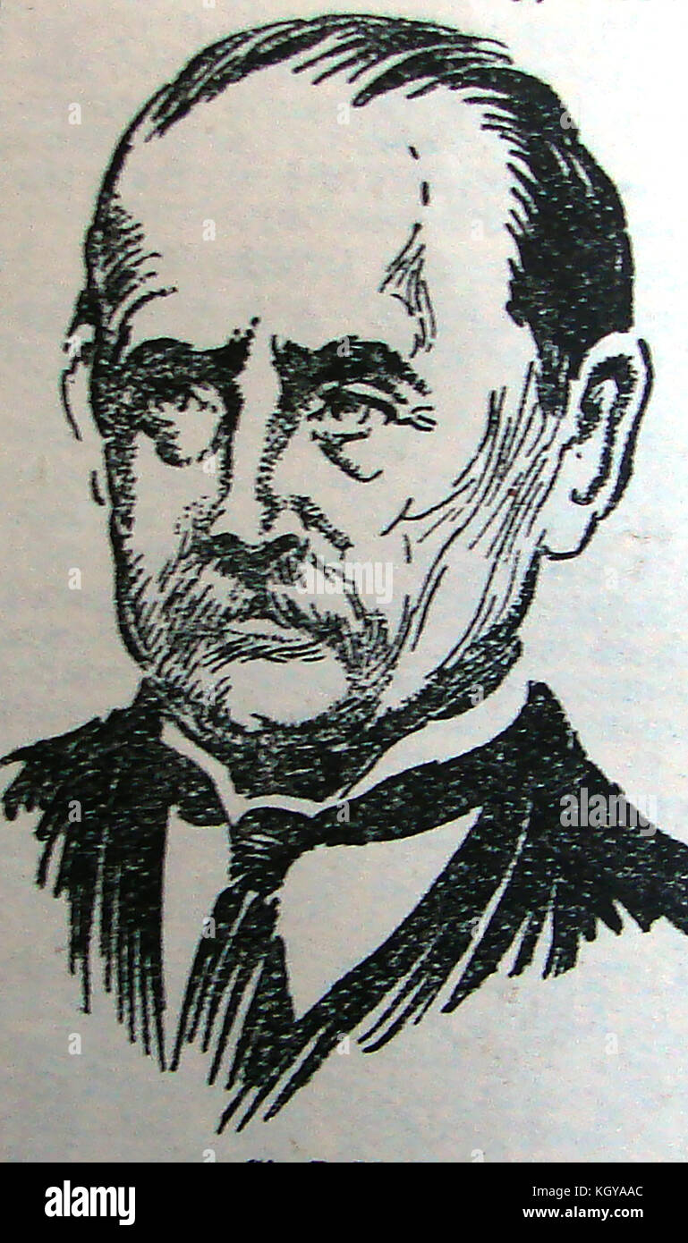 Un retrato de J.M. Barrie, (Baronet, Sir James Matthew Barrie, novelista y dramaturgo escocés creador de Peter Pan Foto de stock