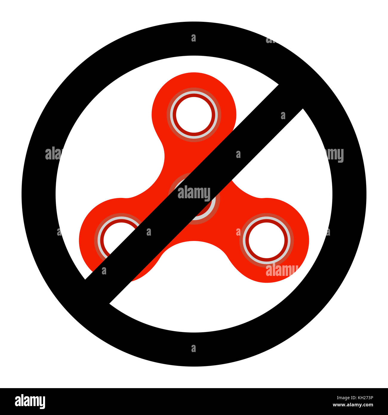 Prohibición icono spiner, detenga la rotación, giro sin molestar mecanismo de juguete, ilustración vectorial Foto de stock