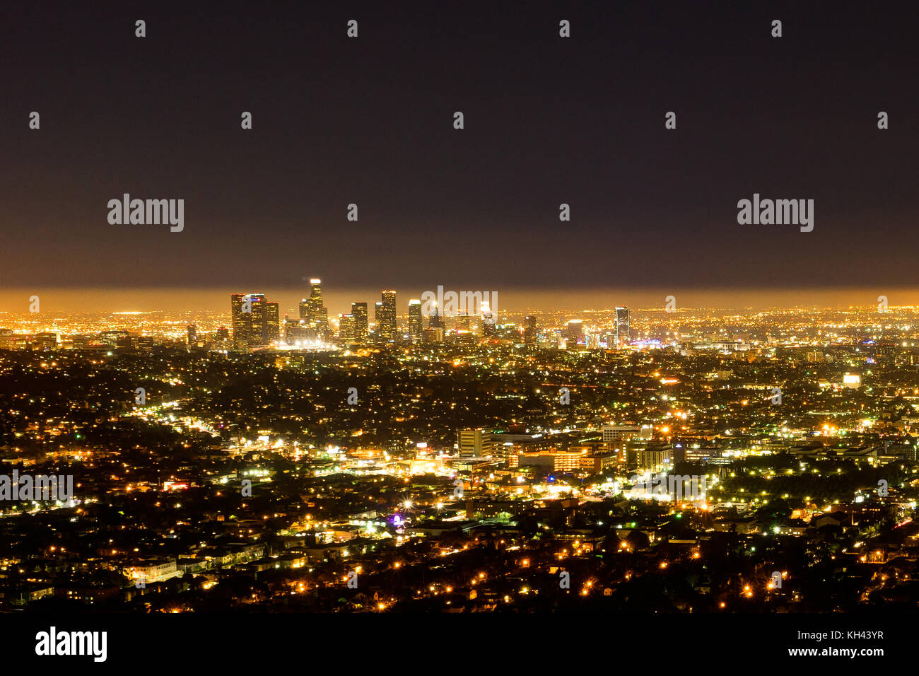 LA Ciudad de Los Ángeles vista nocturna desde el Observatorio Griffith Foto de stock