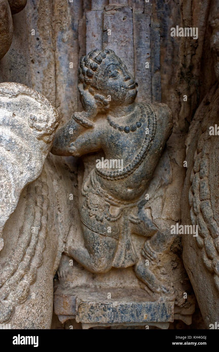 Hombre escultura tallada en el templo de Shiva, kopeshwar kolhapur, Maharashtra, India, Asia Foto de stock