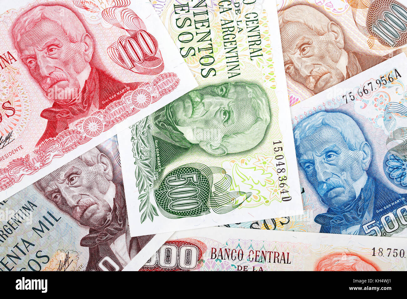 Pesos argentinos, un fondo Foto de stock