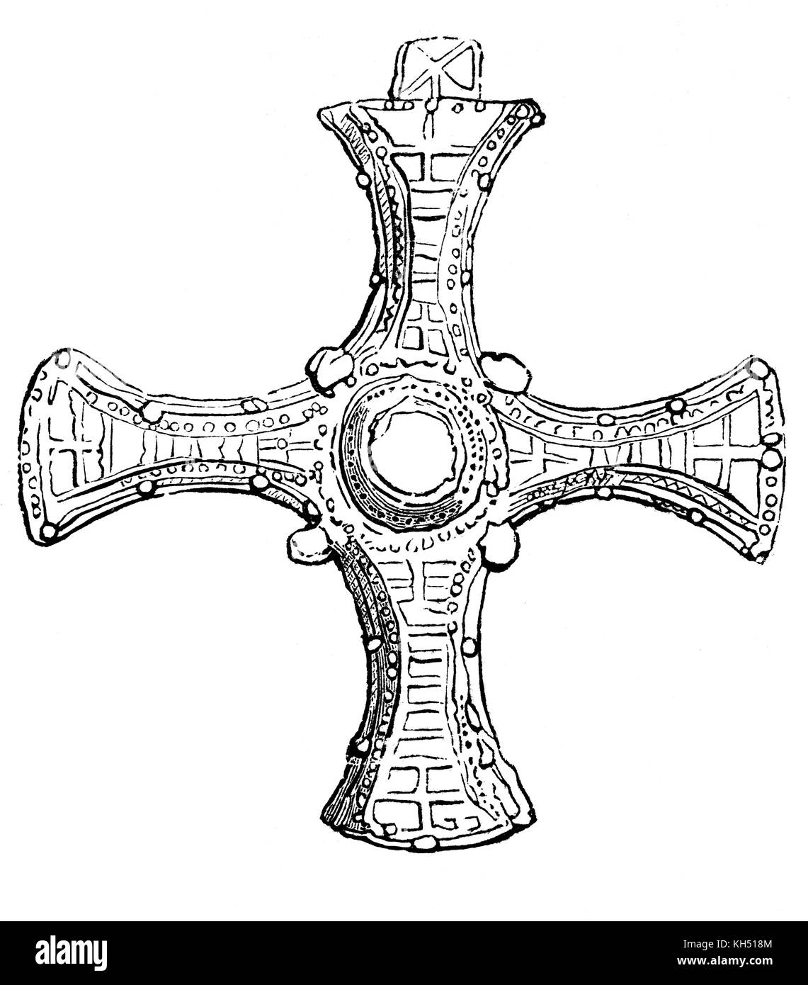 La Cruz de Oro de St Cuthbert (c. 634 - 687), monje, obispo y ermitaño de la iglesia primitiva en la tradición celta encontrados en su tumba, en la catedral de Durham en 1827, Inglaterra Foto de stock