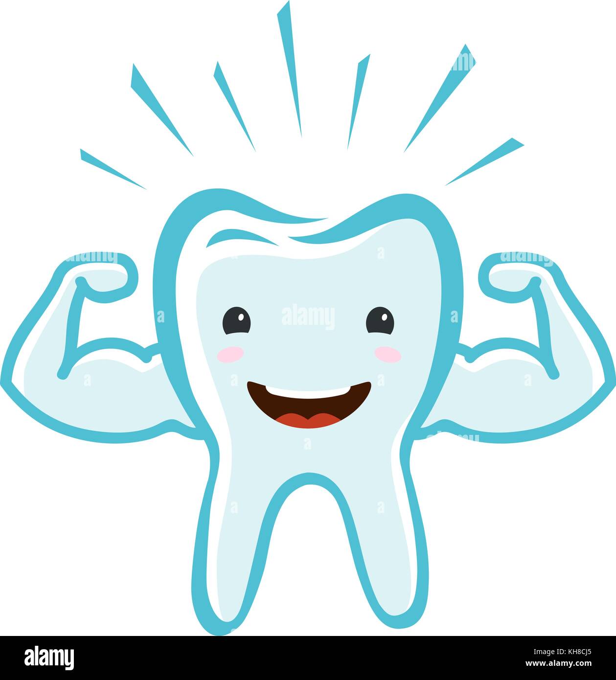 Feliz diente sano. Clínica Dental, Odontología concepto ilustración  vectorial de dibujos animados Imagen Vector de stock - Alamy
