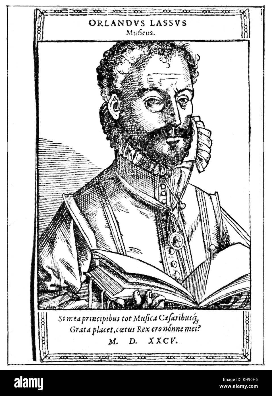 Orlando di Lasso / Orlande de Lassus, unsigned xilografía que data de 1585. Compositor franco-flamenco 1532 (posiblemente 1530) - 14 de junio de 1594 . Foto de stock