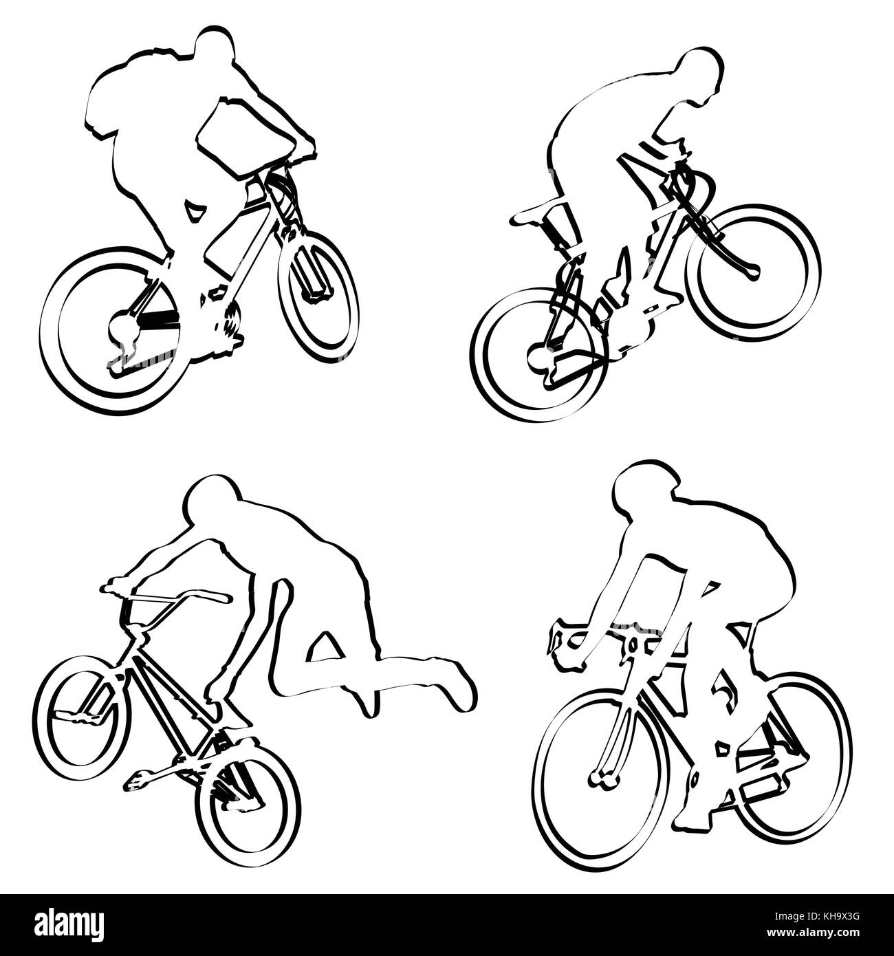 Los ciclistas contorno - vector Ilustración del Vector
