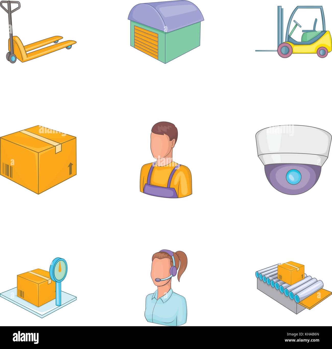 Conjunto de iconos en la industria de los servicios, el estilo de dibujos  animados Imagen Vector de stock - Alamy