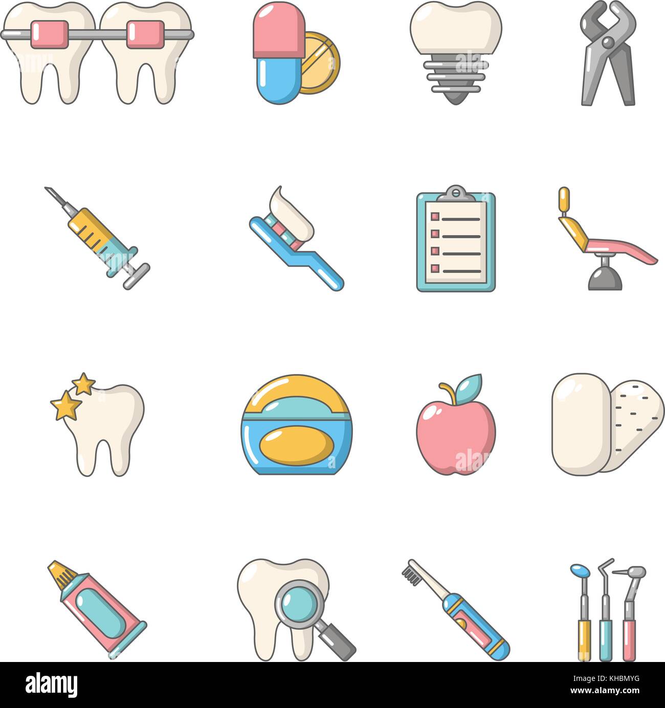 Estomatología, odontología, conjunto de iconos de estilo de dibujos animados Imagen Vector de stock - Alamy Estomatología, odontología, conjunto de iconos de estilo de dibujos animados Imagen Vector de stock - Alamy