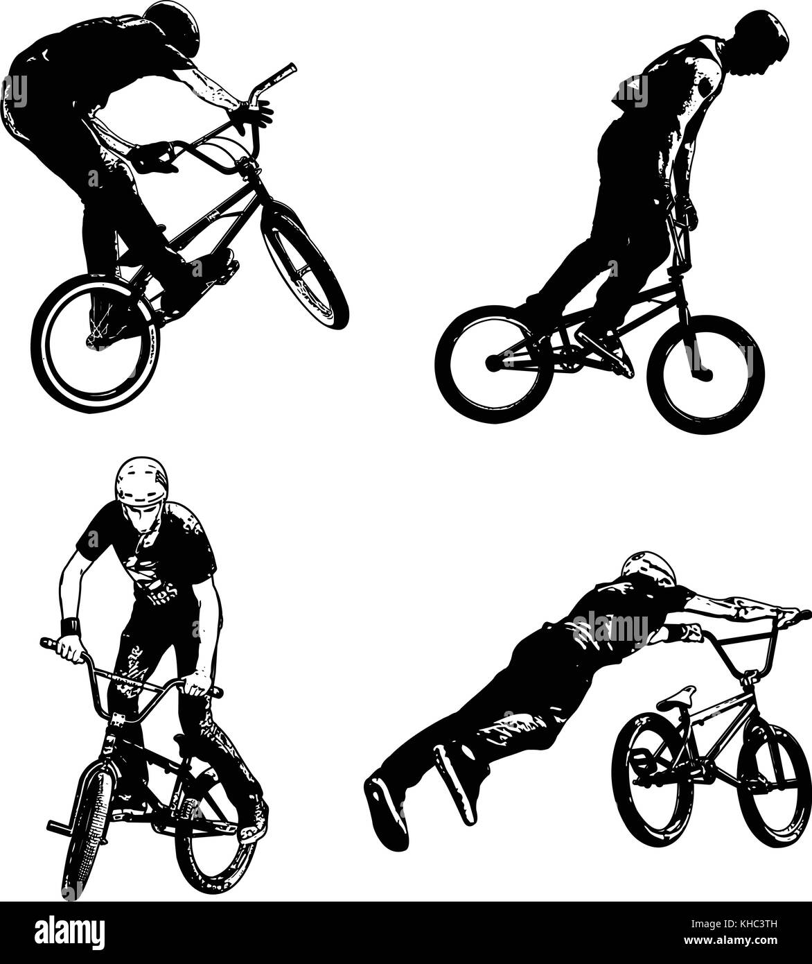 4 de alta calidad ciclista de BMX - vector Ilustración del Vector