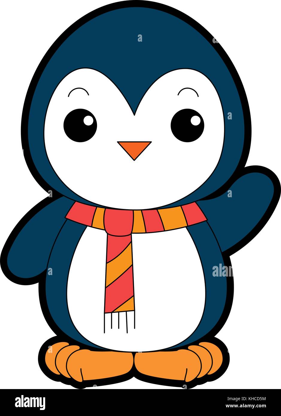 Lindo pingüino con bufanda de navidad kawaii diseño ilustración vectorial  Imagen Vector de stock - Alamy