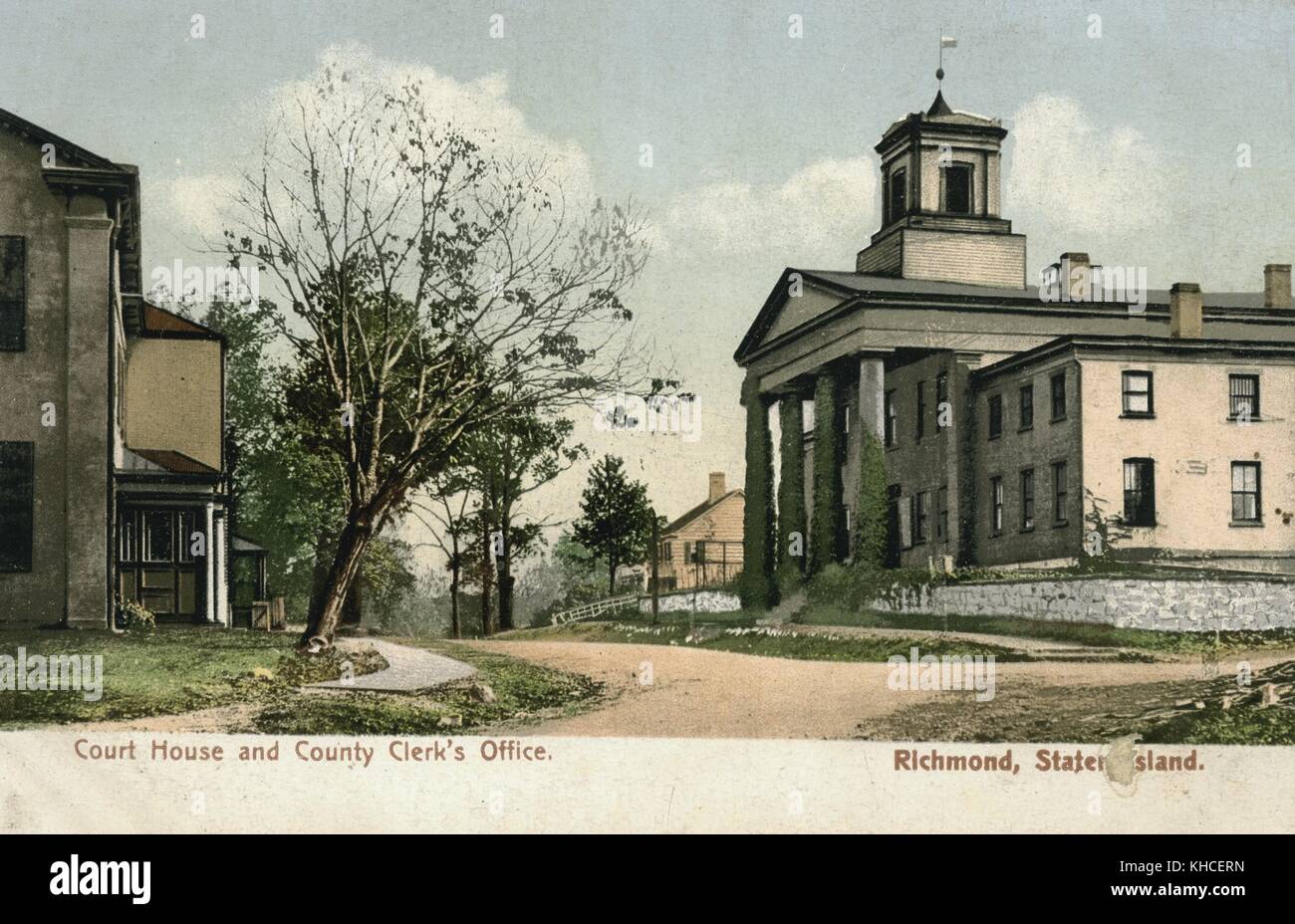 Postal a color que muestra la oficina del secretario del condado y el juzgado, Richmond, Staten Island, Nueva York, 1900. De la Biblioteca Pública de Nueva York. Foto de stock