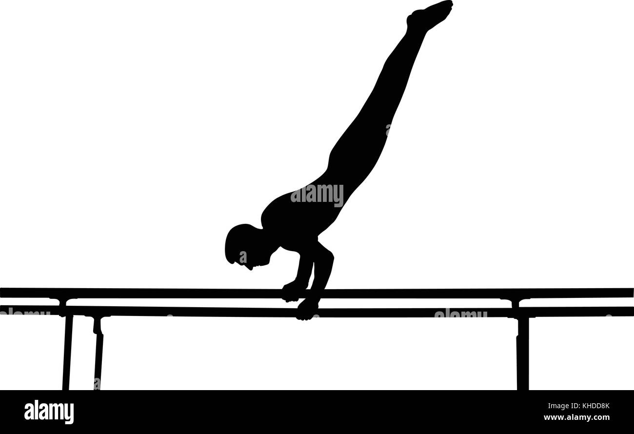 Hombre Que Hace La Gimnasia En Las Barras Paralelas Ilustración  Ilustraciones svg, vectoriales, clip art vectorizado libre de derechos.  Image 58803061