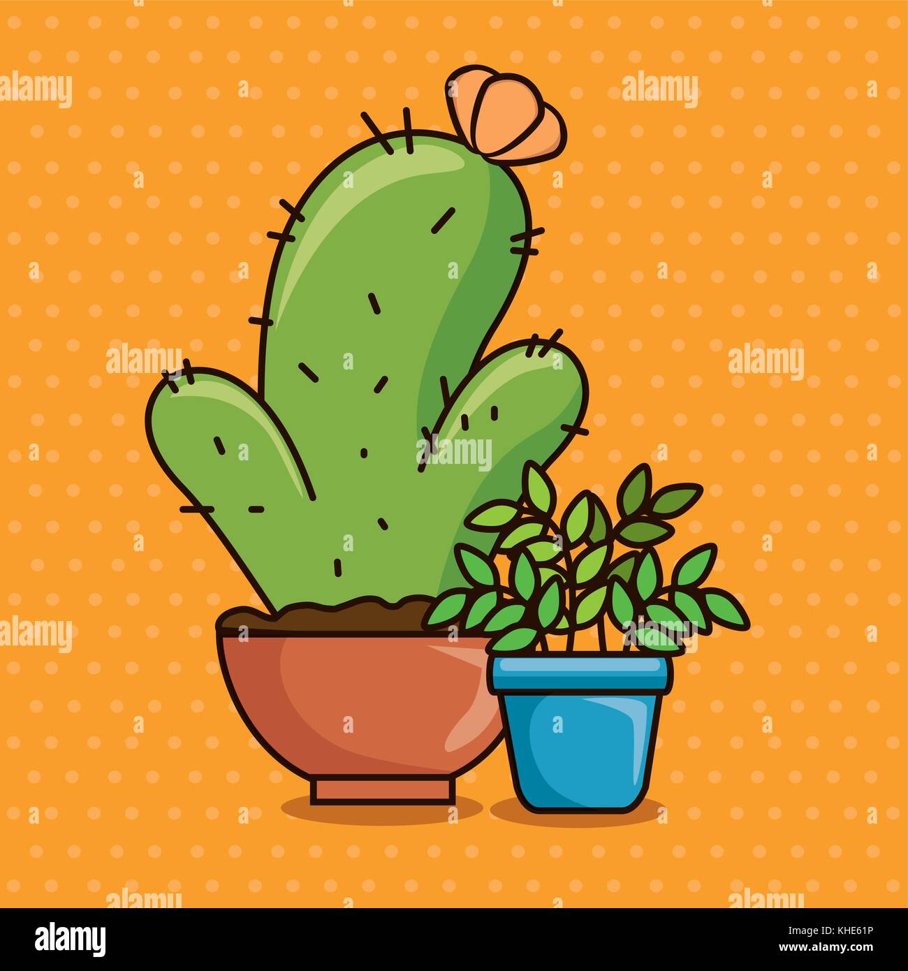 Kawaii Cute dibujos animados de cactus y suculentas Imagen Vector de stock  - Alamy