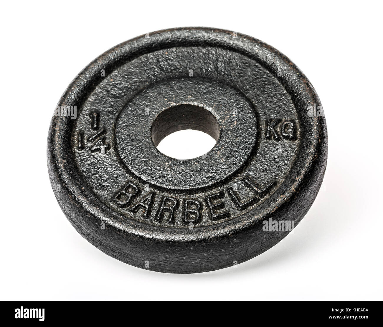 Barbell o pesa peso sobre fondo blanco. Foto de stock