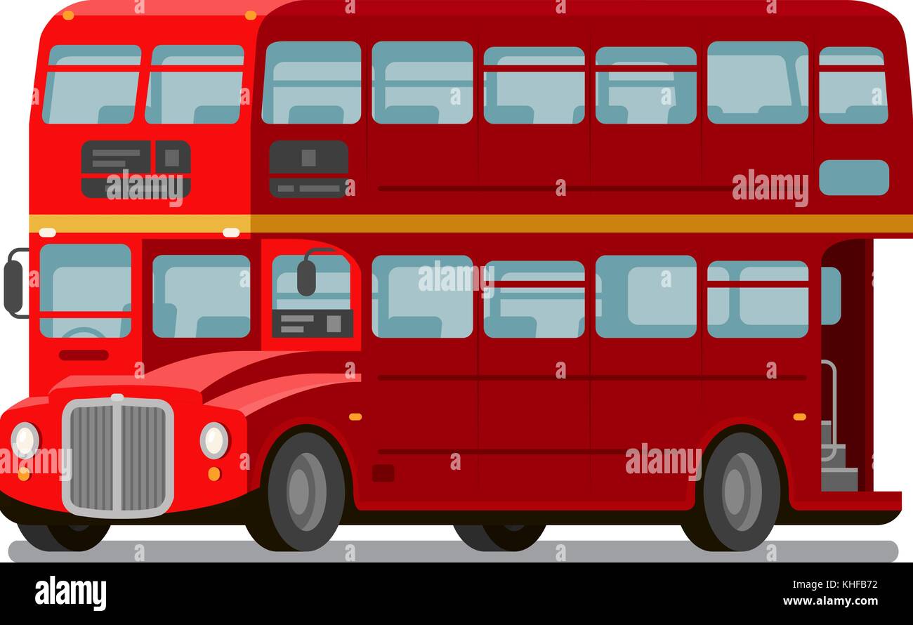 Autobús rojo de dos pisos de Londres. Símbolo de Inglaterra. Vector ilustración plana Ilustración del Vector