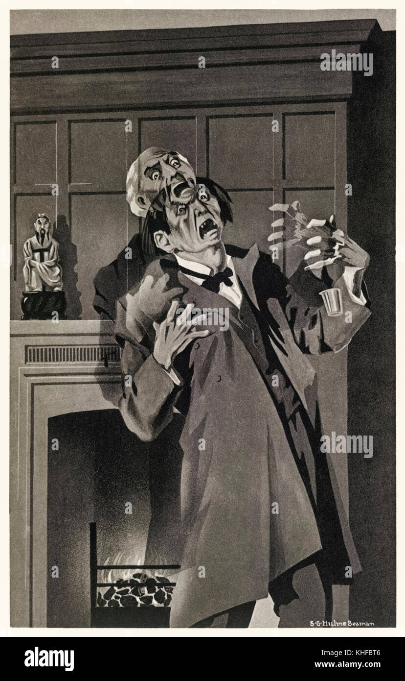 "Las características parecen fundirse y alter' desde el extraño caso del Dr. Jekyll y Mr. Hyde" de Robert Louis Stevenson (1850-1894). Ilustración por S.D. Hulme Beamam (1887-1932) para una edición de 1930.Vea más información a continuación. Foto de stock