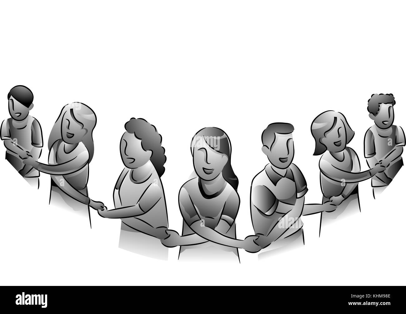 Ilustración en blanco y negro de personas que formaron una cadena humana en  un espectáculo de unidad Fotografía de stock - Alamy