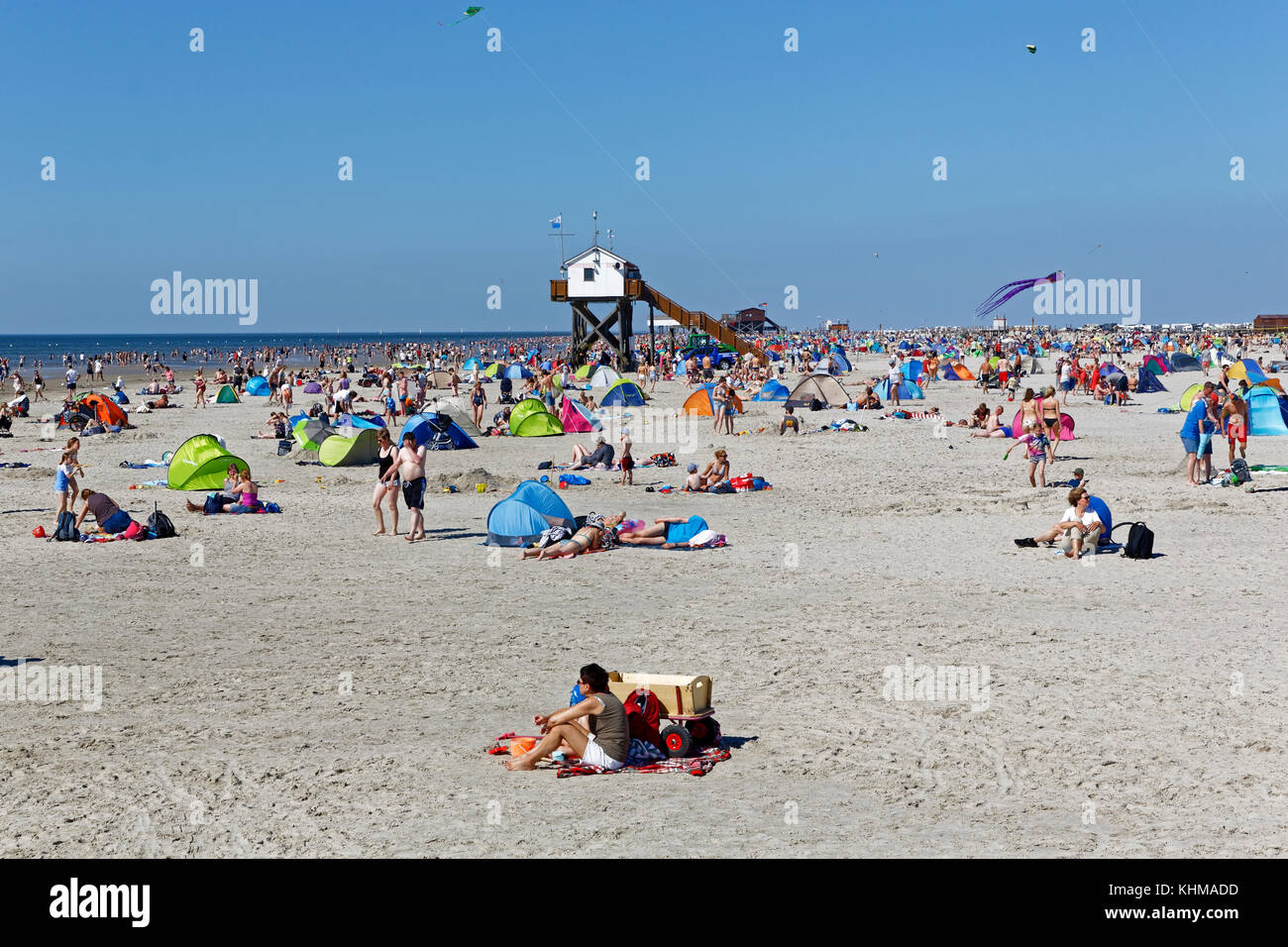 Playa, St Peter-ording, Frisia septentrional, Schleswig-Holstein, Alemania Foto de stock