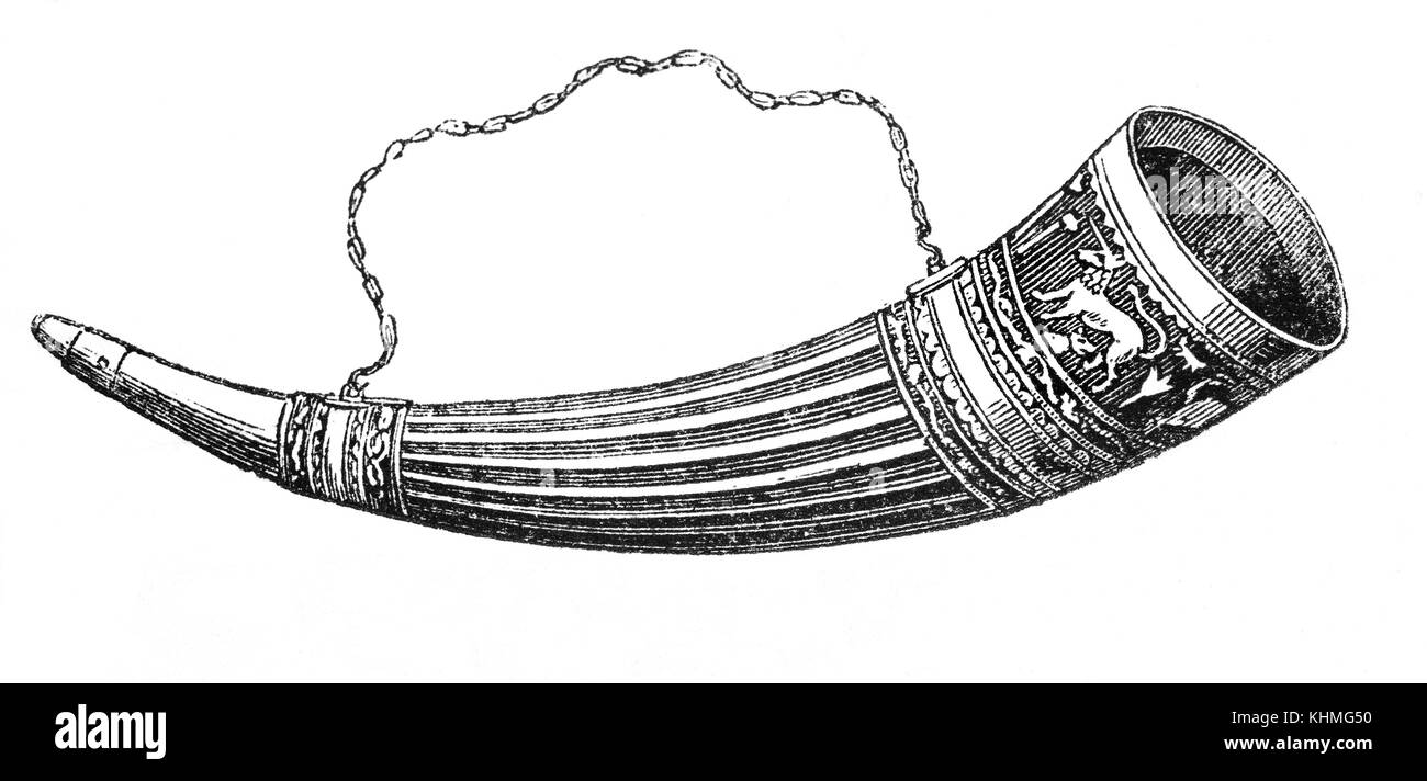 El epónimo Ulf fue un vikingo que, alrededor de 1030, hizo un regalo del Cuerno de Ulphus de York Minster, junto con una donación de tierras. Ulf se dice para haber derramado una libación de vino sobre el altar, como una manera de marcar su donación. Es un buen ejemplo de una taza, sin embargo, no es un cuerno de buey sino un oliphant - tallado en un colmillo de elefante. Se cree que han sido un producto de Amalfi en el sur de Italia, donde ya estaban listos los suministros de marfil. Foto de stock