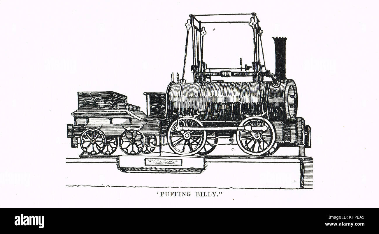 Puffing Billy, sobreviviente más antigua del mundo, una locomotora a vapor, construido 1813 Foto de stock