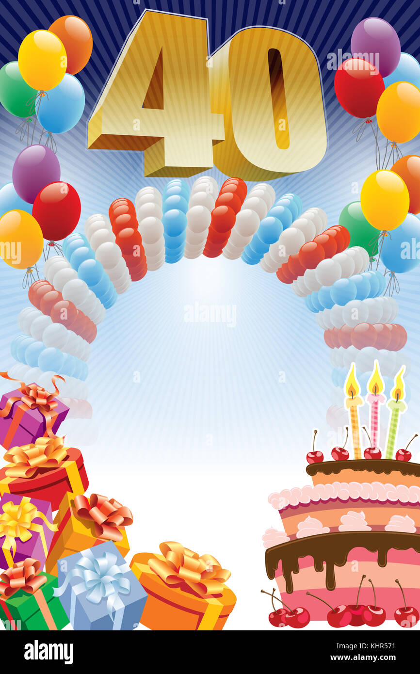 Feliz 40 Cumpleaños Con Fondo De Tarjeta De Saludo De Globos