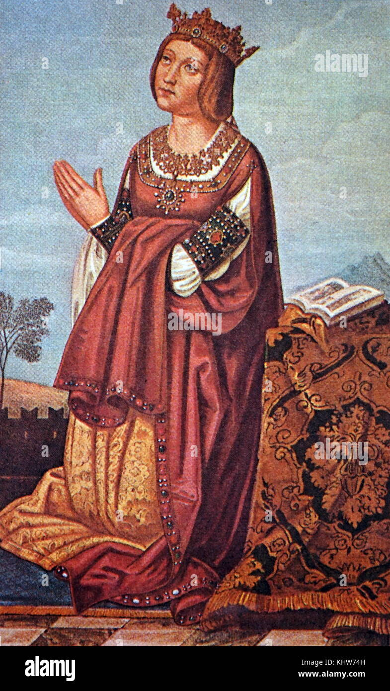 Retrato de Isabel I de Castilla (1451-1504). Se casó con Fernando II de Aragón. Su matrimonio se convirtió en la base para la unificación política de España bajo su nieto, el Emperador Carlos V. Fecha del siglo XV. Foto de stock