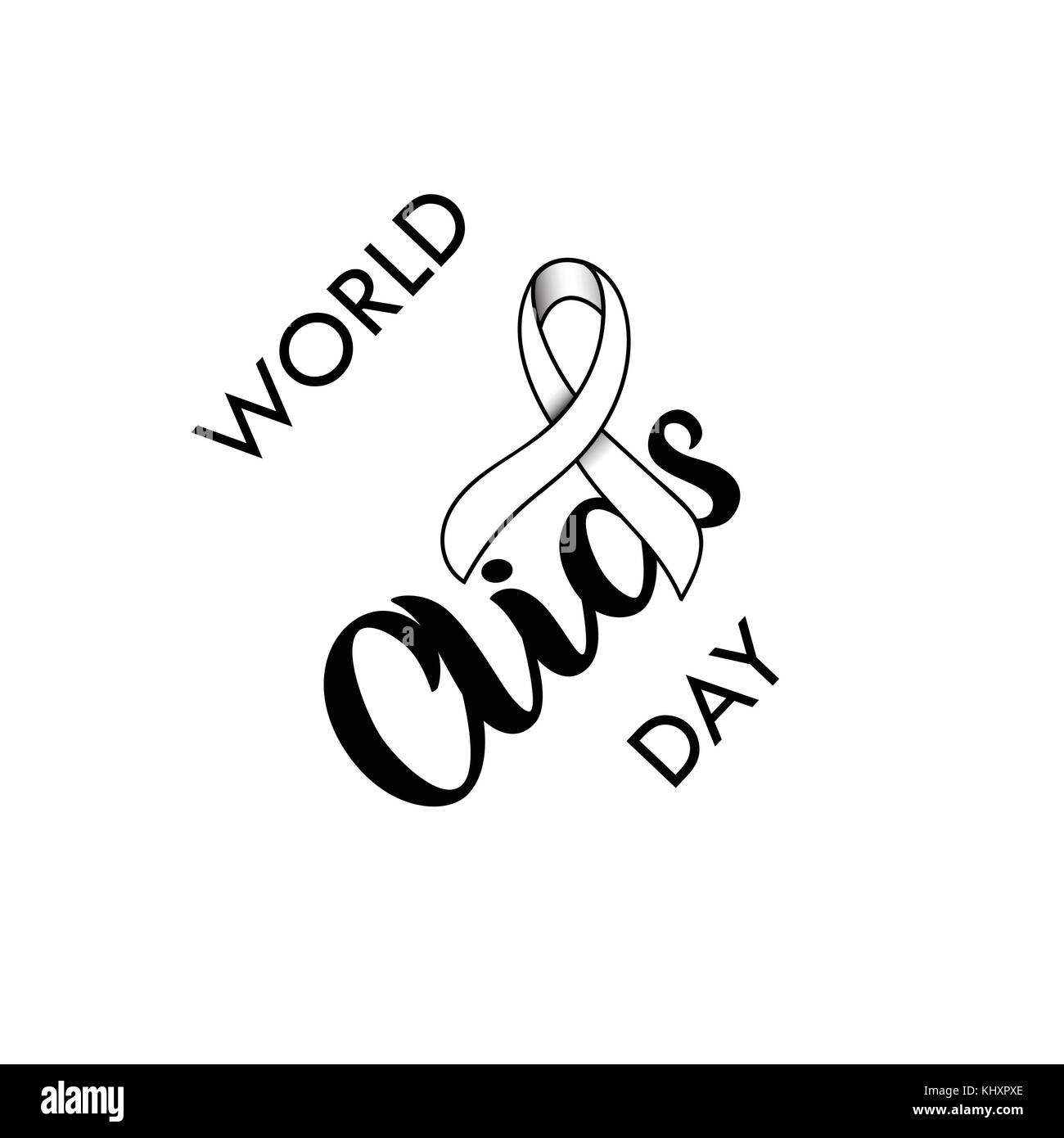 Día mundial del SIDA EL SIDA ribbon negro. Cepille la tipografía de póster  o camiseta. ilustración vectorial aislado en blanco. Rotulación composición  Imagen Vector de stock - Alamy