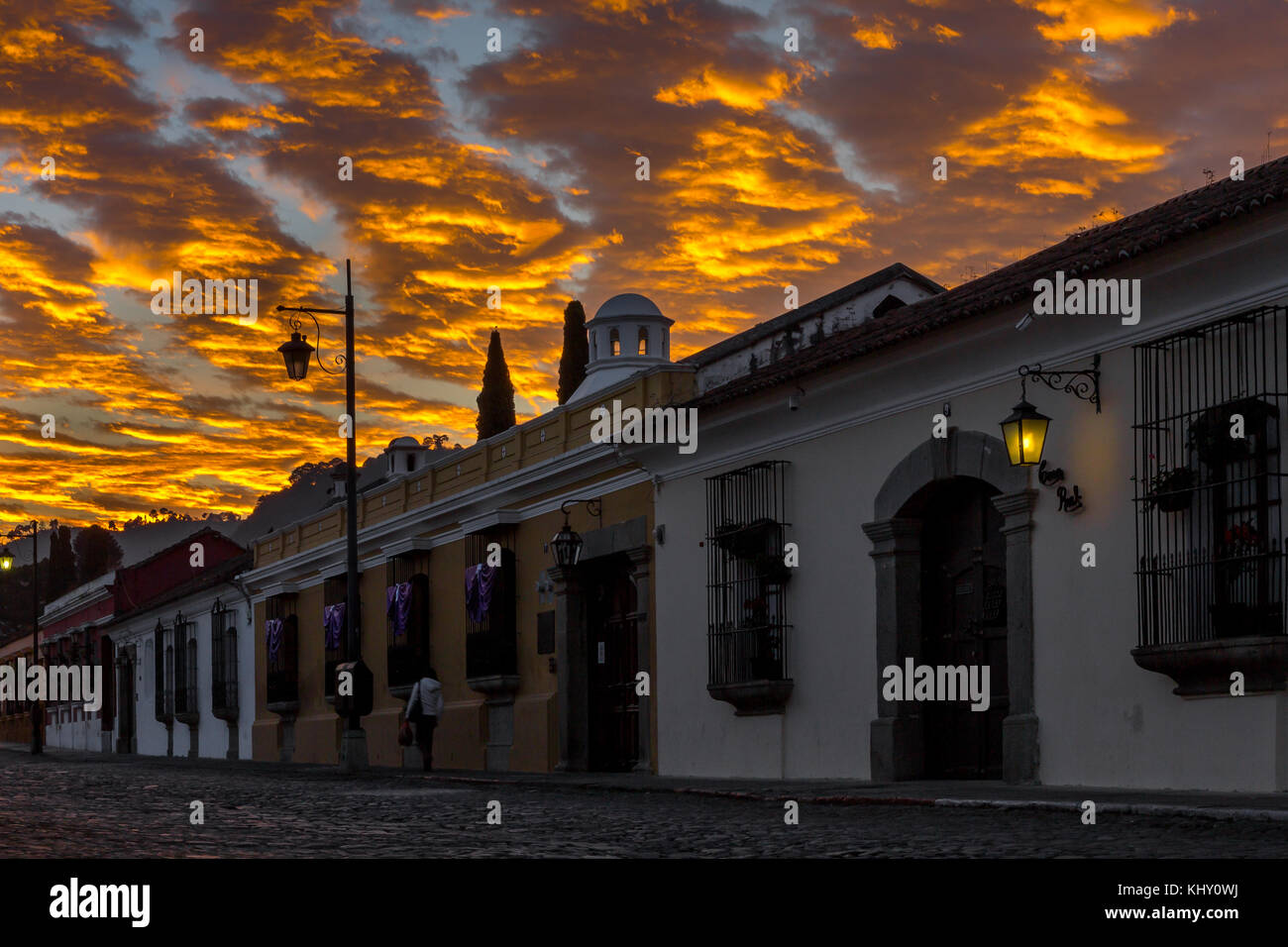 Amanecer | Antigua | Guatemala Foto de stock