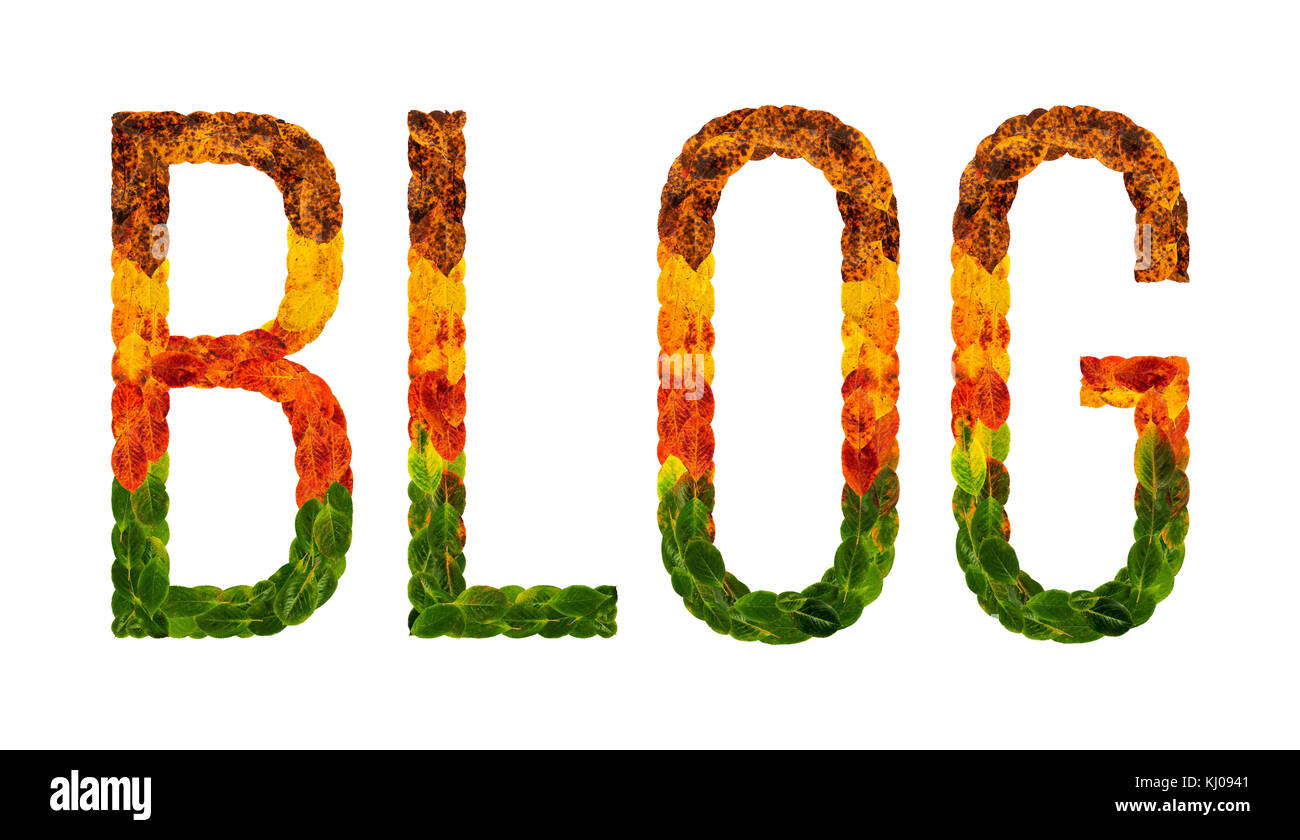 Word Blog escrito con hojas blancas antecedentes aislados, banner para