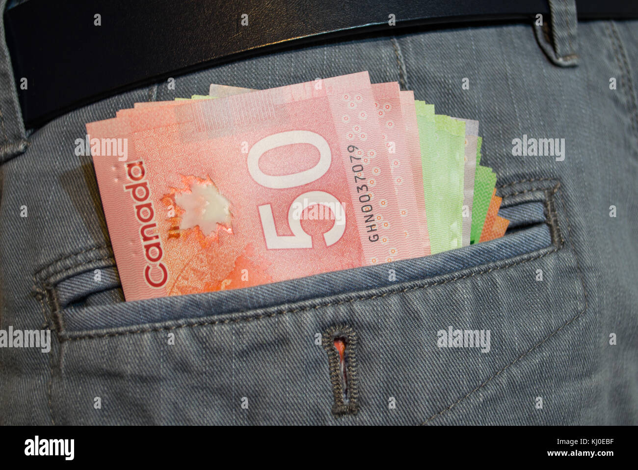 Dólares canadienses en Pocket Foto de stock