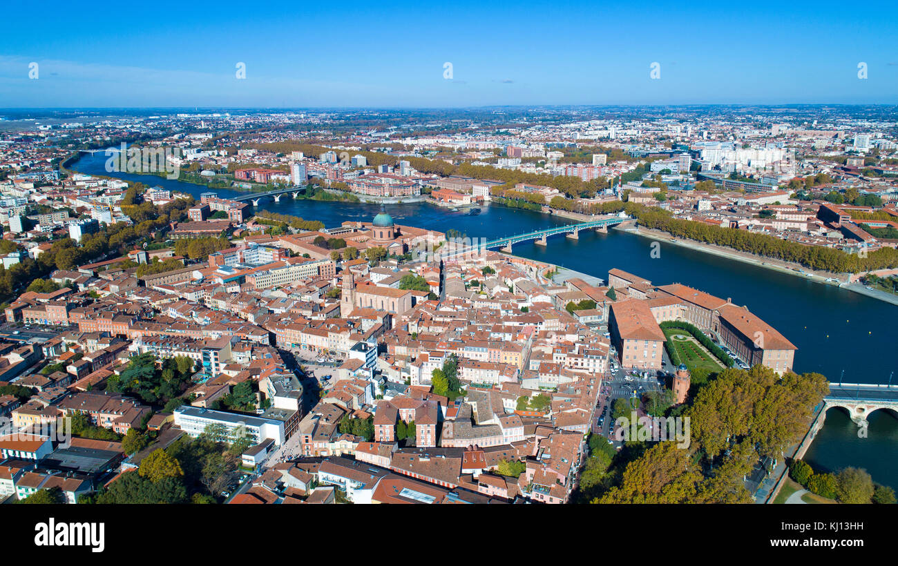 Vista aérea de la ciudad de Toulouse Haute Garonne, Francia Foto de stock